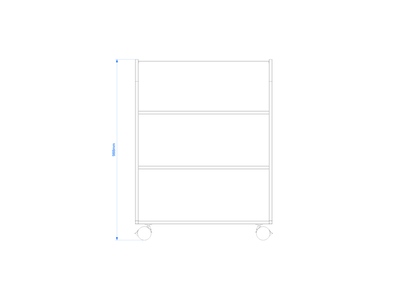 Technical render of a Angled Storage on Wheels
